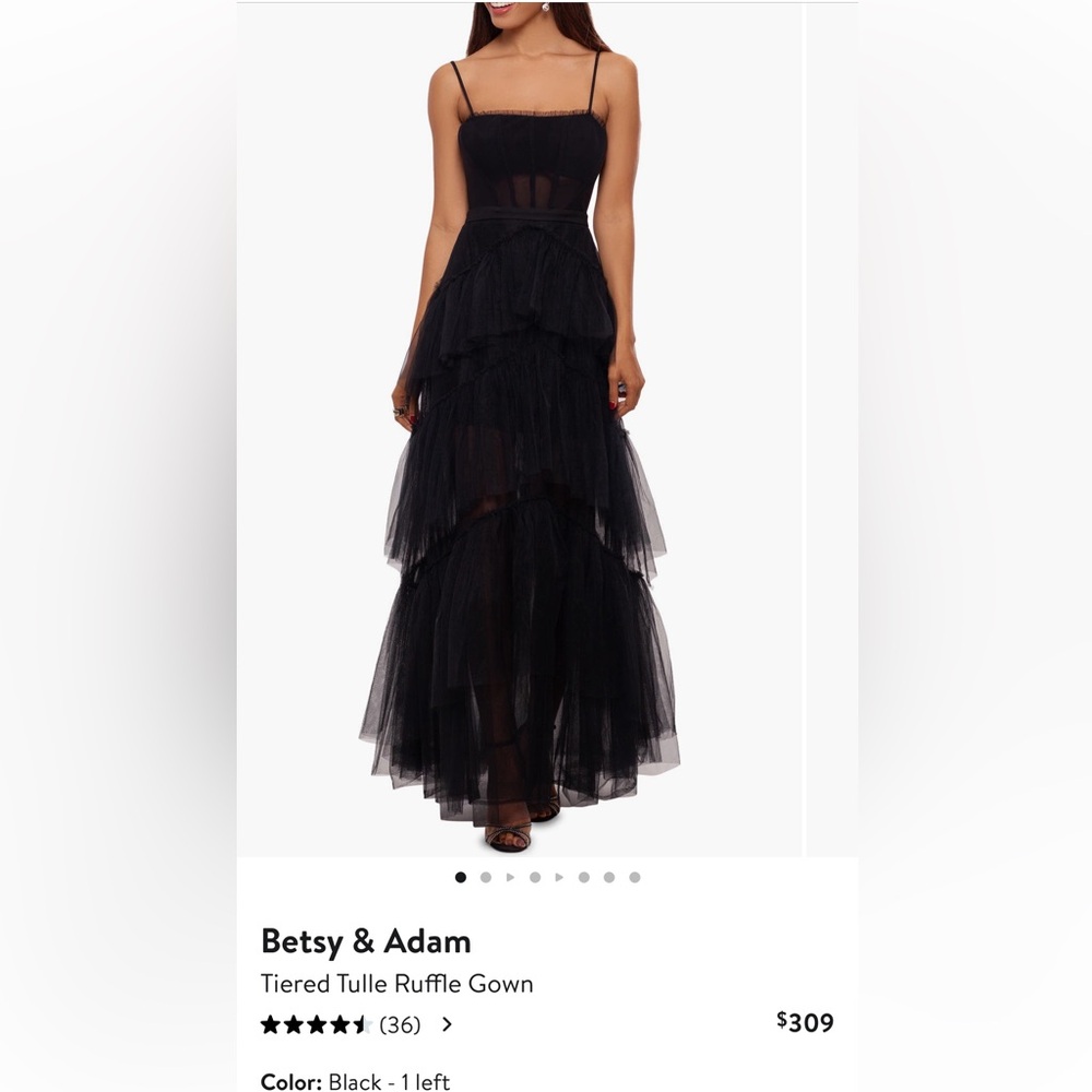 Betsy & Adam Tiered Tulle Ruffle Gown